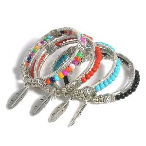 Tibetan Silver Bangle Bracelet Feather NEW